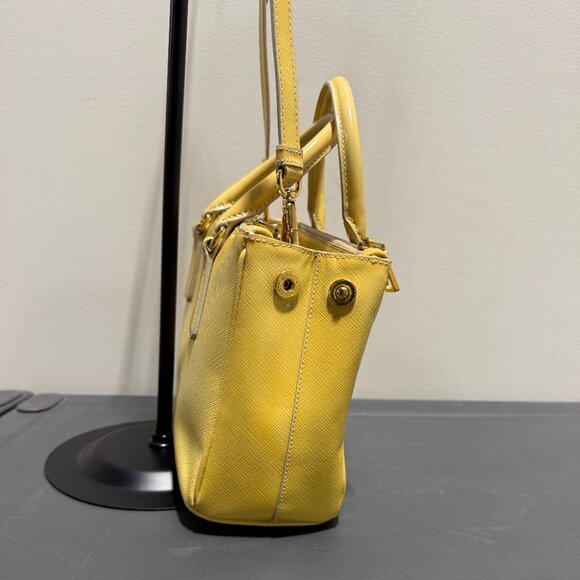 Prada Saffiano Small Gallria Double Zip Yellow Tote Bag - Picture 3 of 8